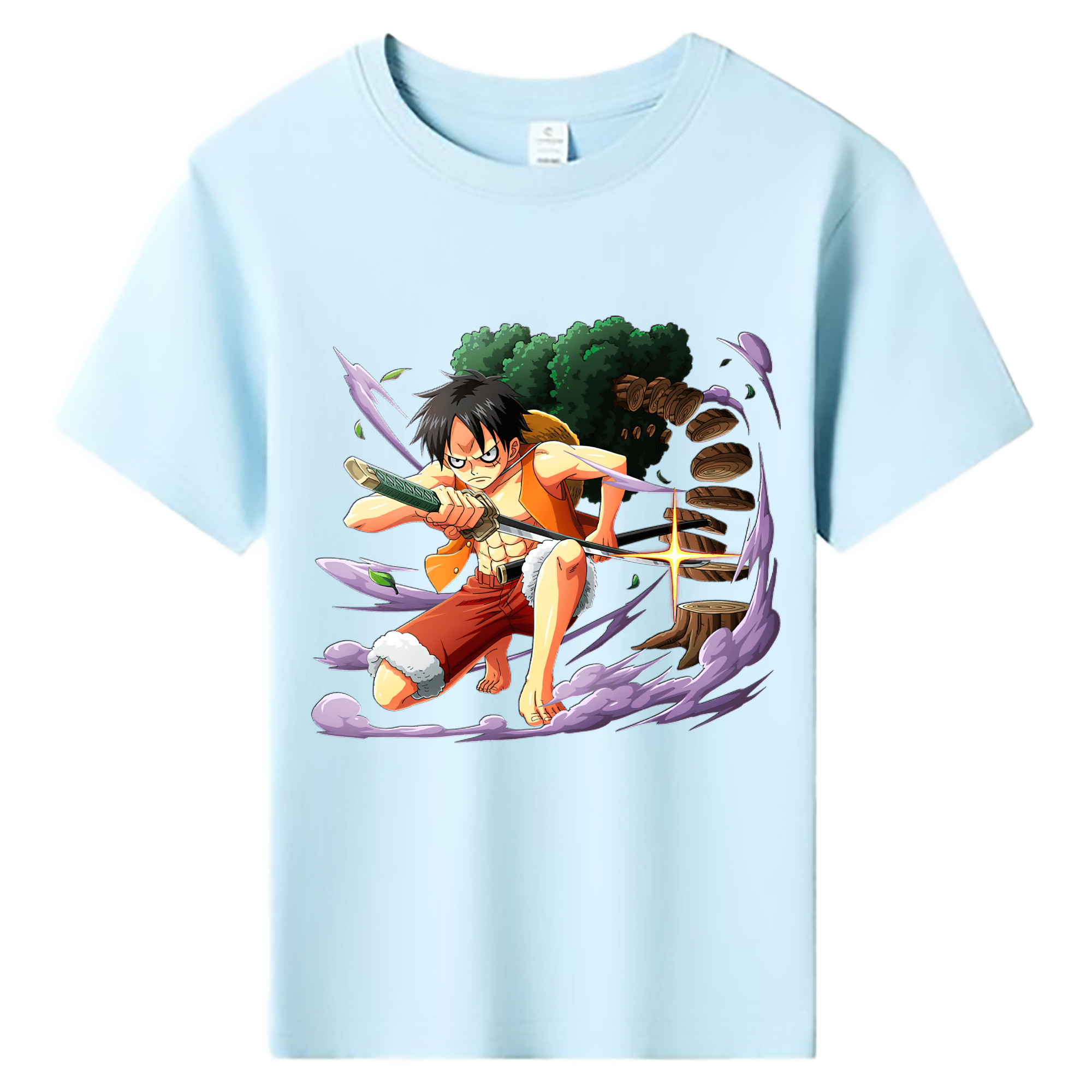 ワンピース モンキー・D・ルフィ ONE PIECE Monkey D. Luffy 綿100％キッズTシャツ（フロントプリント）